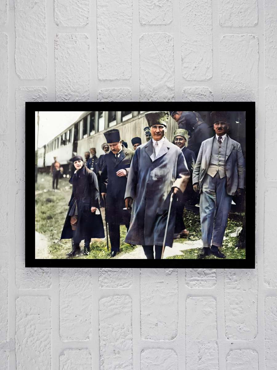 Atatürk Poster Tablo Siyah Çerçeveli Atatürk Duvar Tablo