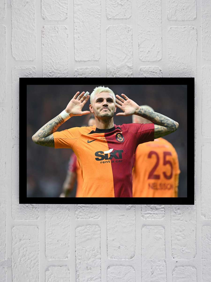 Mauro Icardi Futbol Tablo Siyah Çerçeveli icardi Poster Duvar Tablo