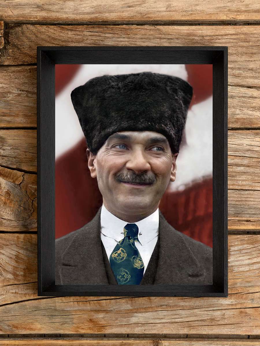 Atatürk Poster Tablo Siyah Çerçeveli Atatürk Duvar Tablo