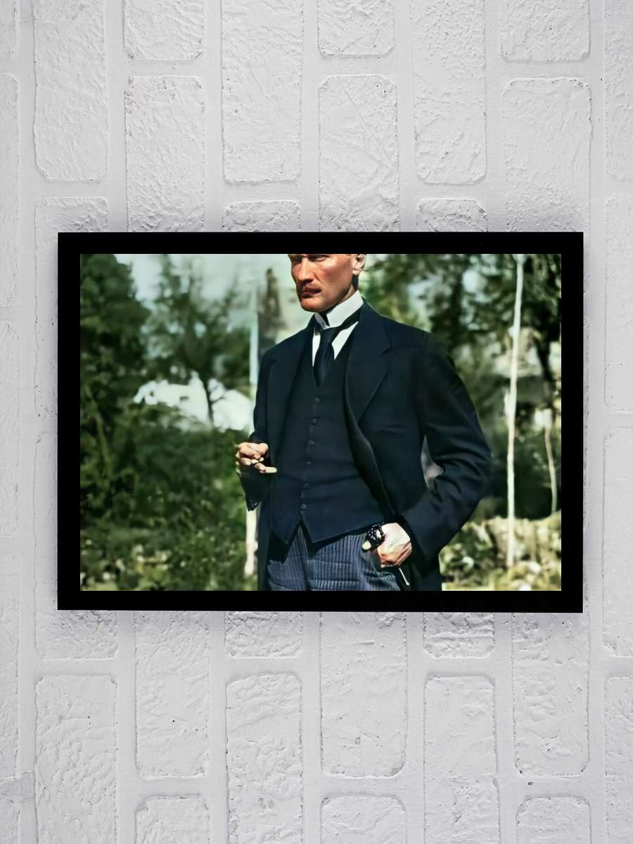 Atatürk Poster Tablo Siyah Çerçeveli Atatürk Duvar Tablo