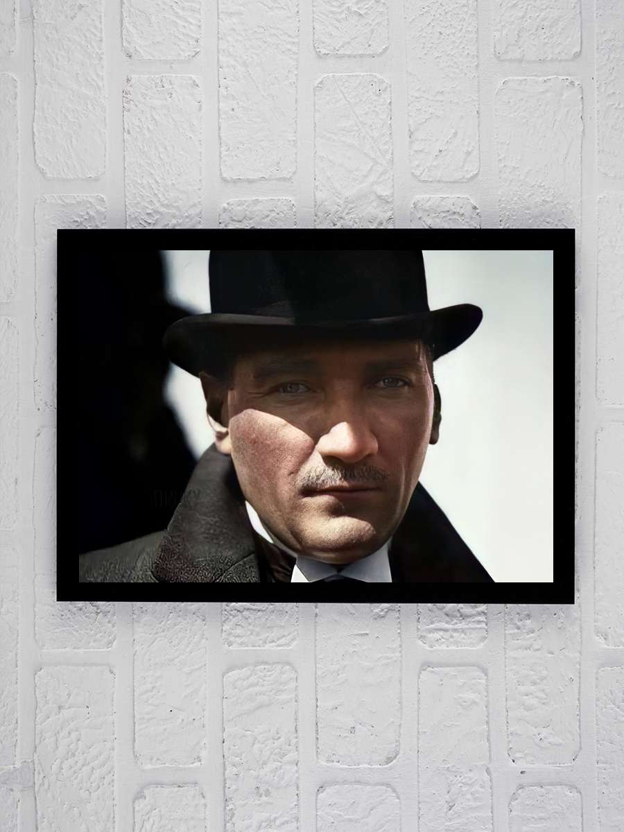 Atatürk Poster Tablo Siyah Çerçeveli Atatürk Duvar Tablo