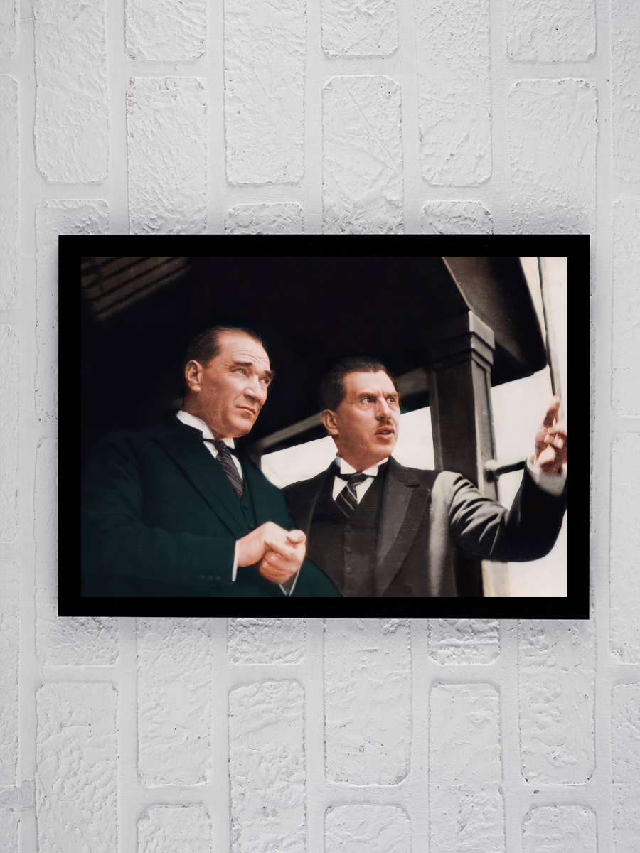 Atatürk Poster Tablo Siyah Çerçeveli Atatürk Duvar Tablo