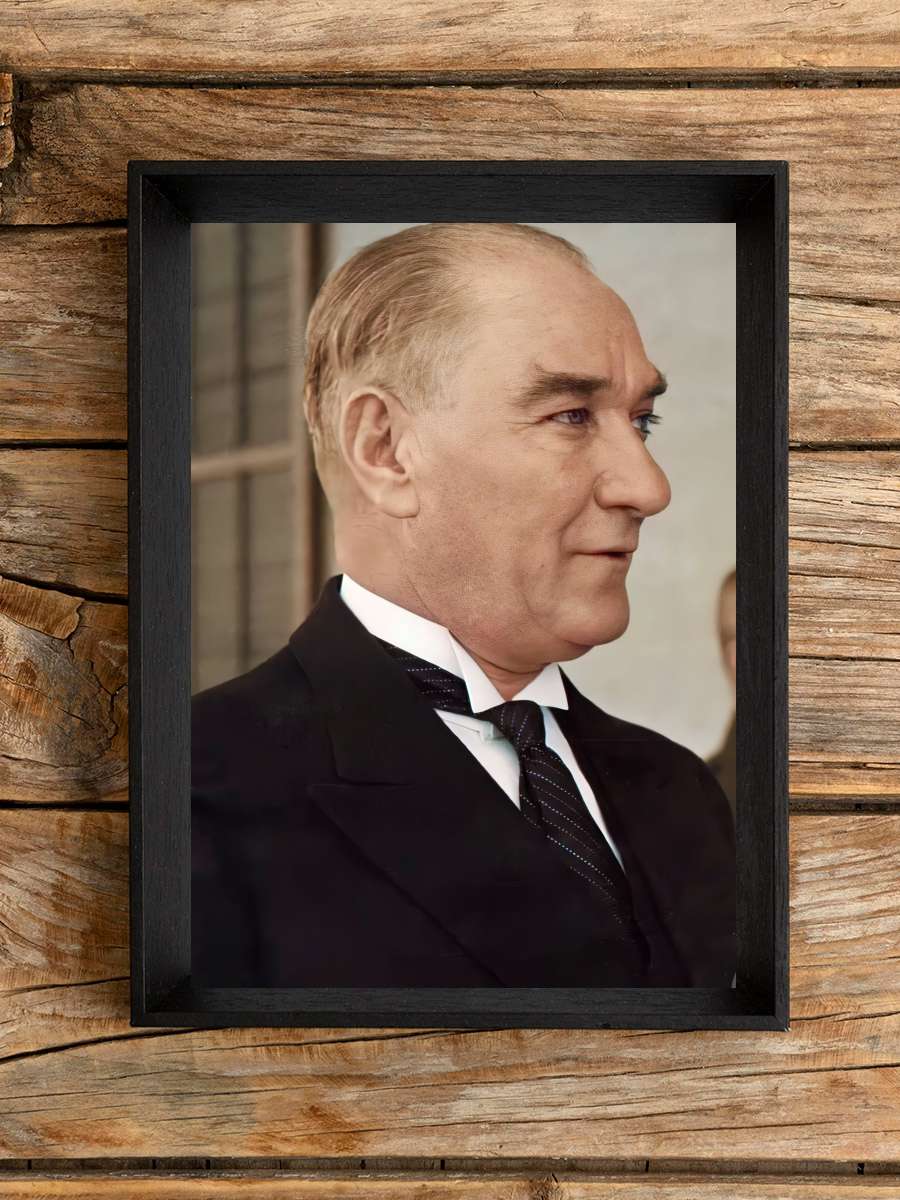 Atatürk Poster Tablo Siyah Çerçeveli Atatürk Duvar Tablo