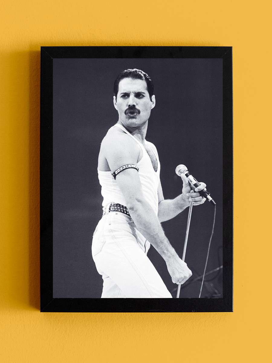 Freddie Mercury - Live Aid Müzik Poster Tablo Siyah Çerçeveli Yüksek Kalite Müzik Duvar Tablo