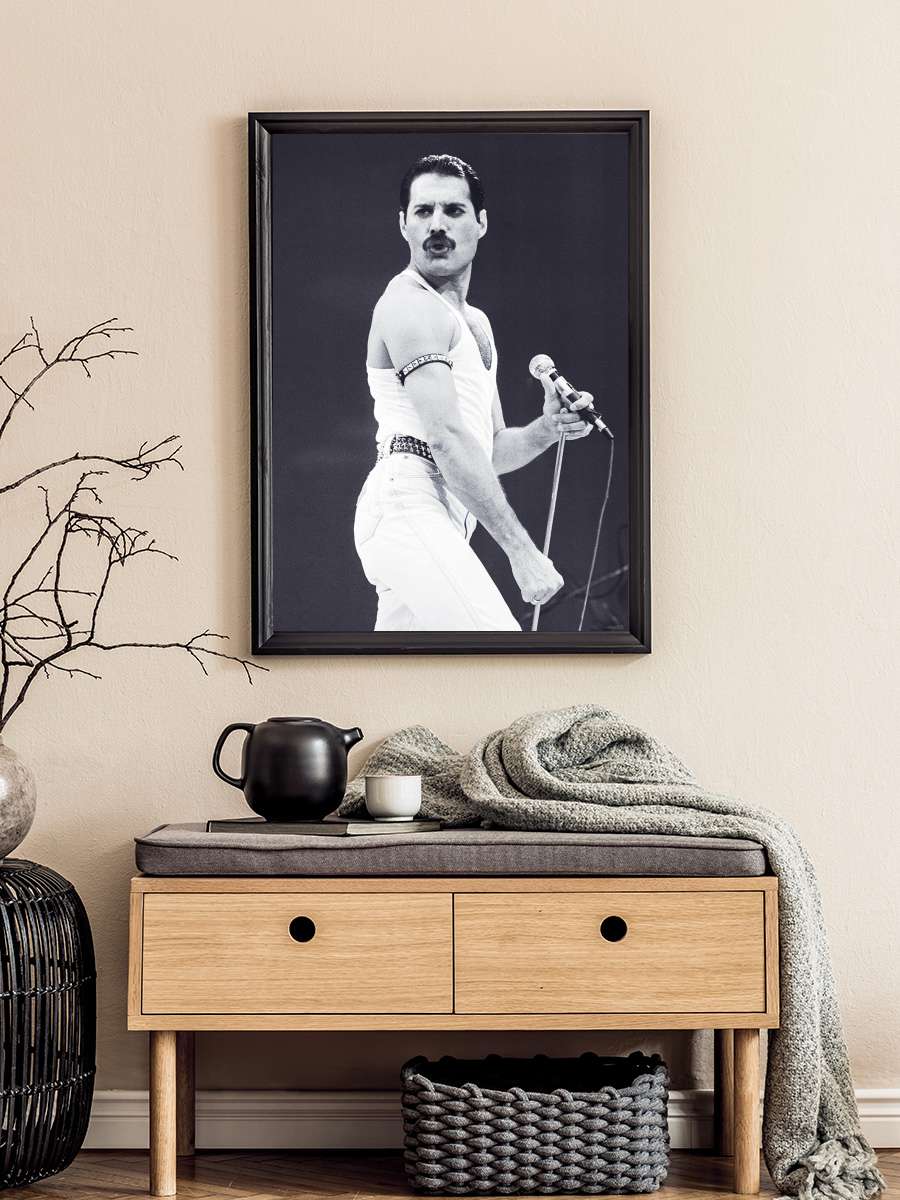 Freddie Mercury - Live Aid Müzik Poster Tablo Siyah Çerçeveli Yüksek Kalite Müzik Duvar Tablo