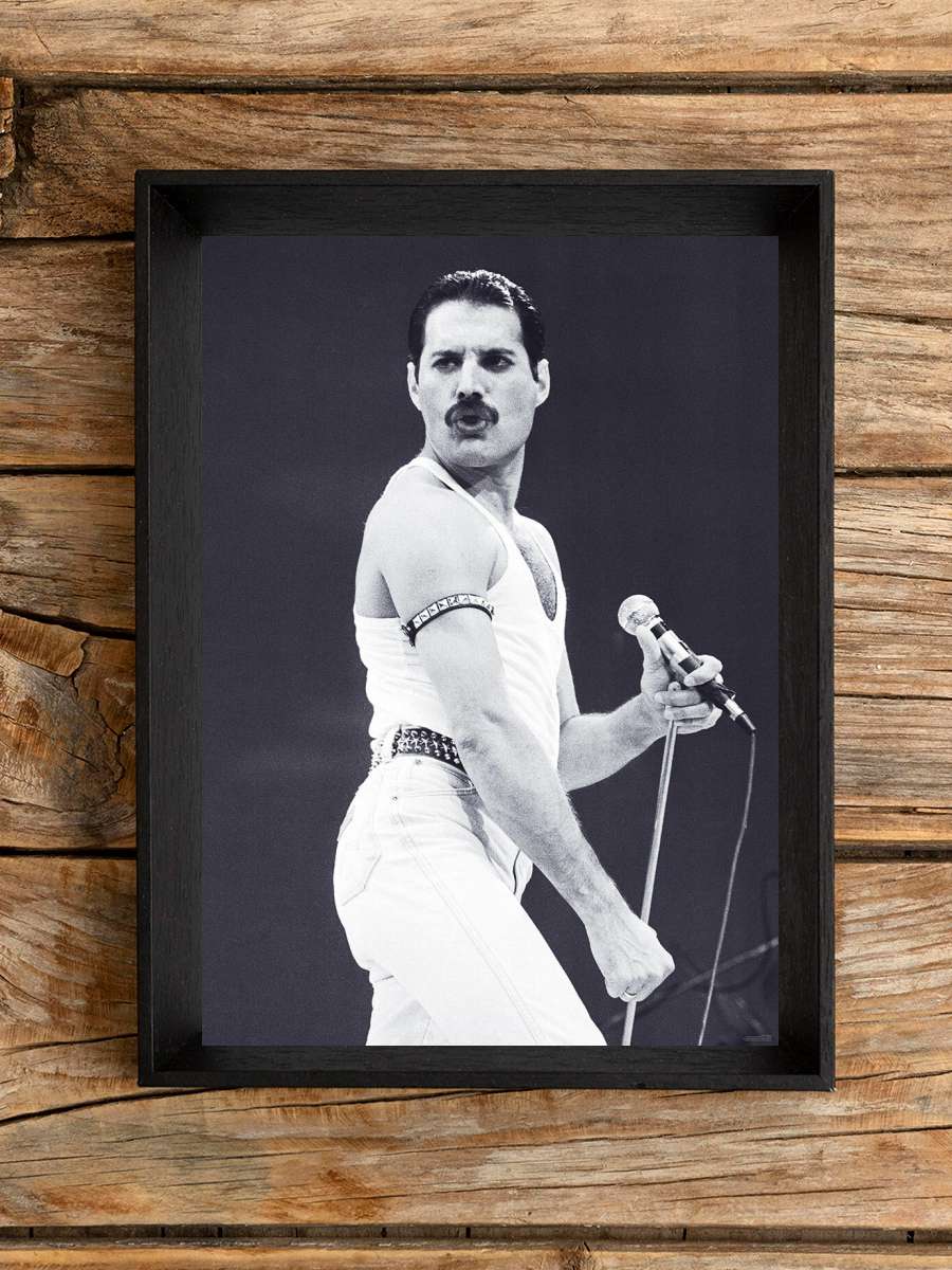 Freddie Mercury - Live Aid Müzik Poster Tablo Siyah Çerçeveli Yüksek Kalite Müzik Duvar Tablo