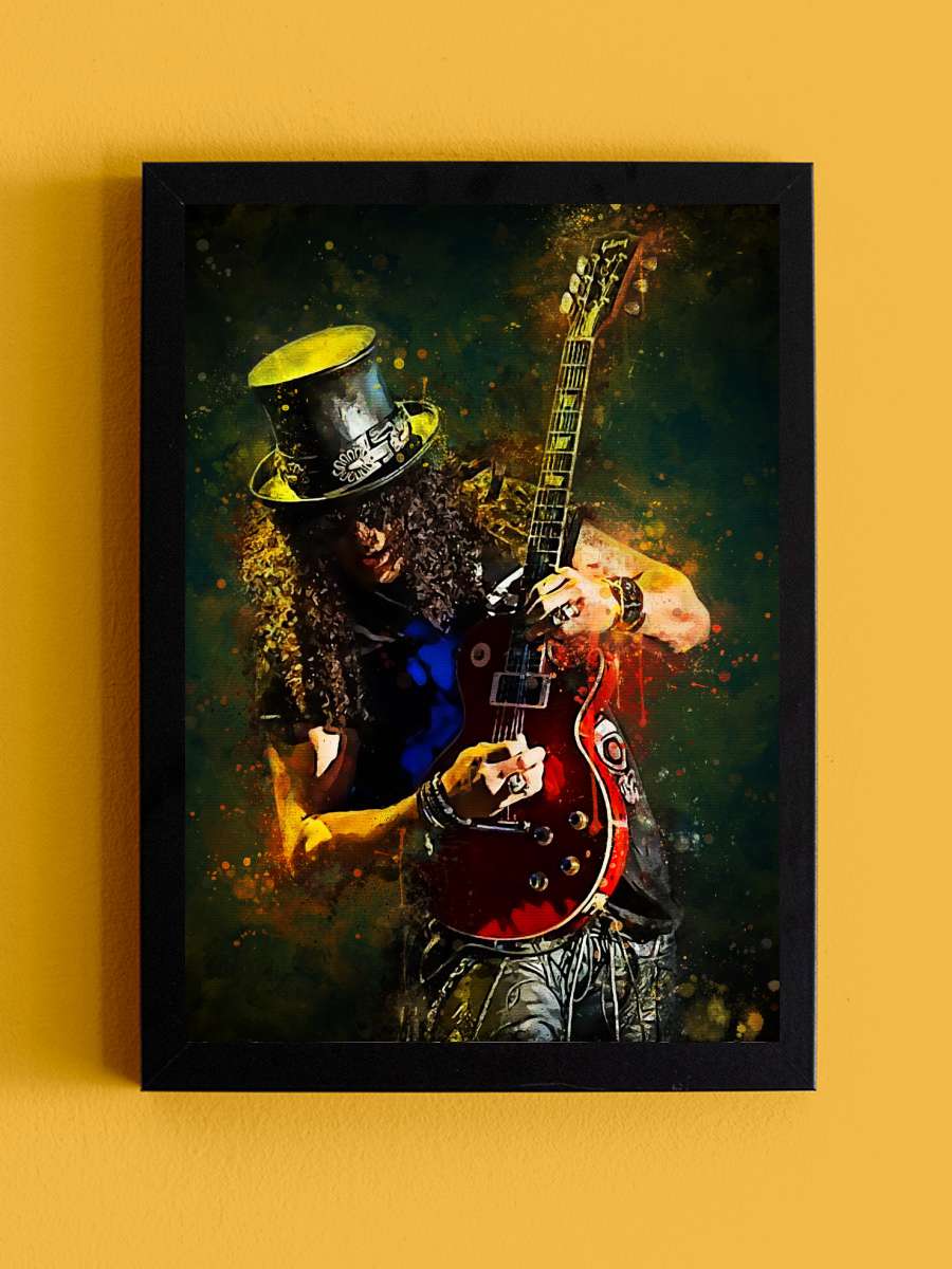 Splatter Guitarist Müzik Poster Tablo Siyah Çerçeveli Yüksek Kalite Müzik Duvar Tablo