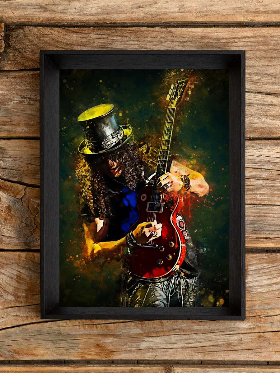 Splatter Guitarist Müzik Poster Tablo Siyah Çerçeveli Yüksek Kalite Müzik Duvar Tablo