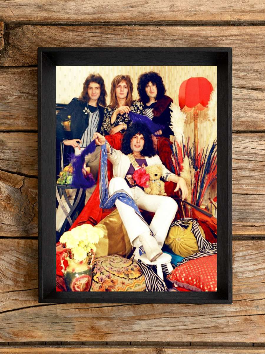 Queen - Band Müzik Poster Tablo Siyah Çerçeveli Yüksek Kalite Müzik Duvar Tablo