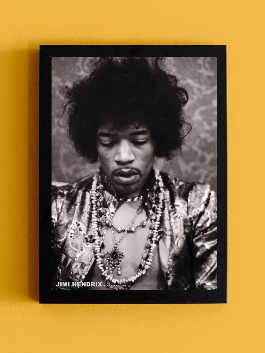 Jimi Hendrix - Hollywood 1967 Müzik Poster Tablo Siyah Çerçeveli Yüksek Kalite Müzik Duvar Tablo