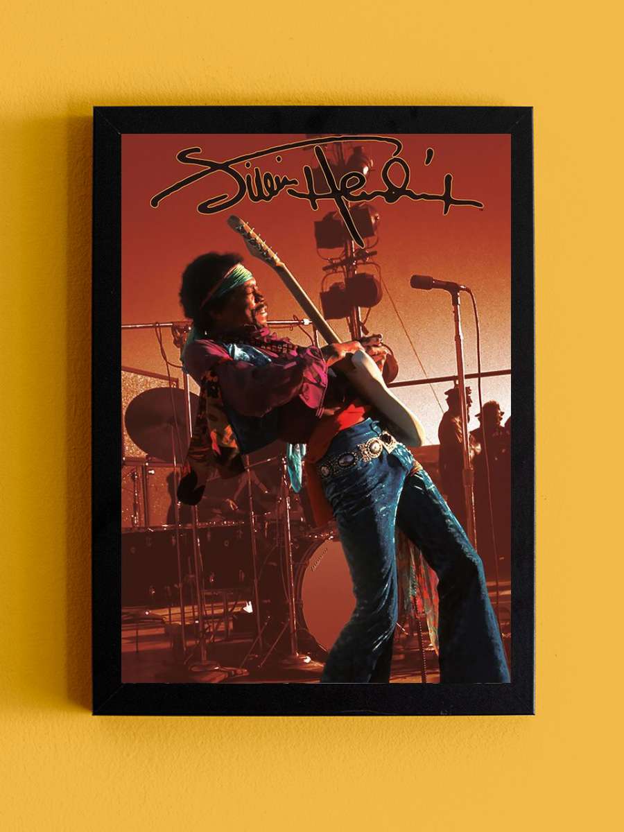 Jimi Hendrix - Live Müzik Poster Tablo Siyah Çerçeveli Yüksek Kalite Müzik Duvar Tablo