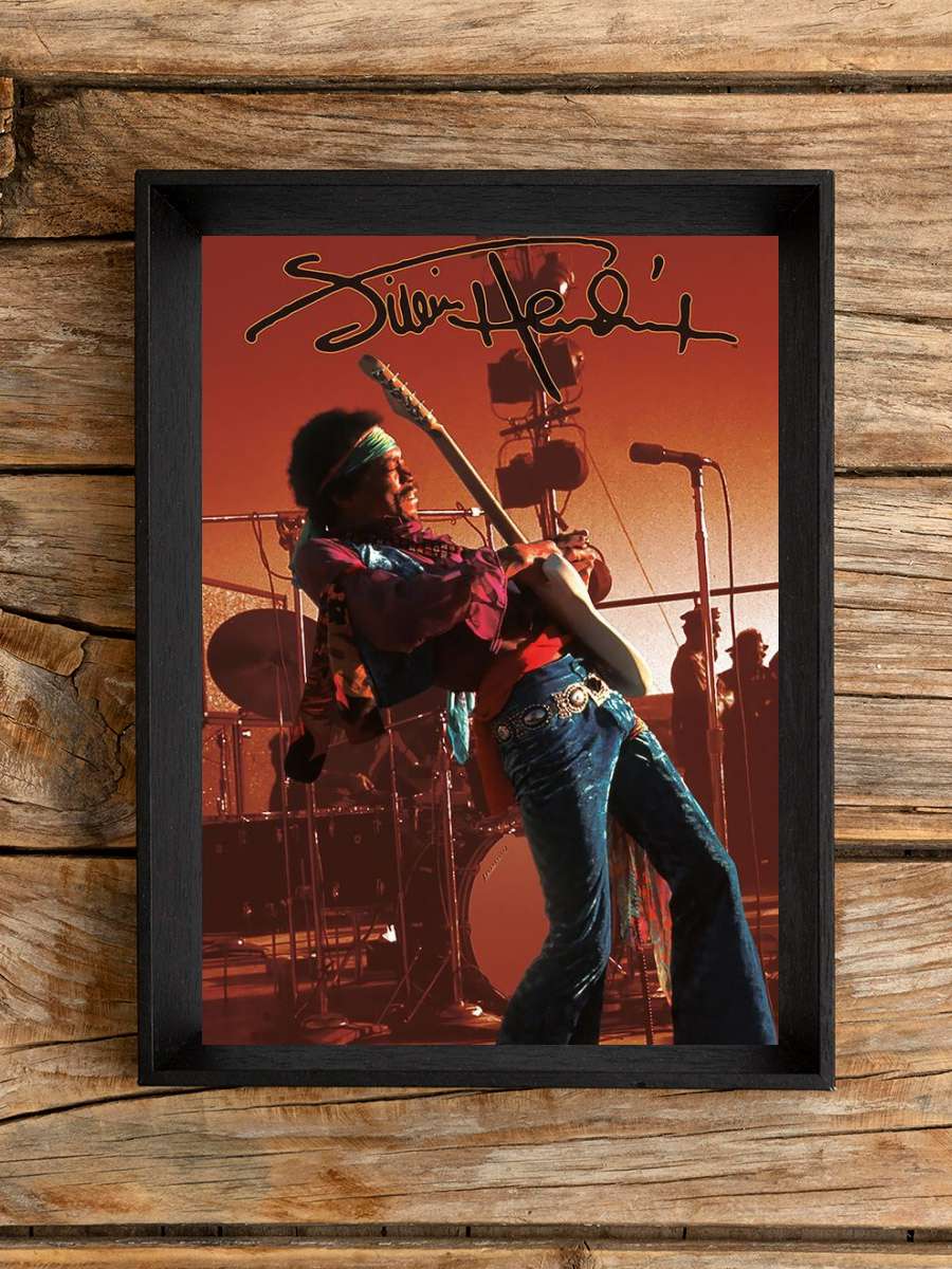 Jimi Hendrix - Live Müzik Poster Tablo Siyah Çerçeveli Yüksek Kalite Müzik Duvar Tablo