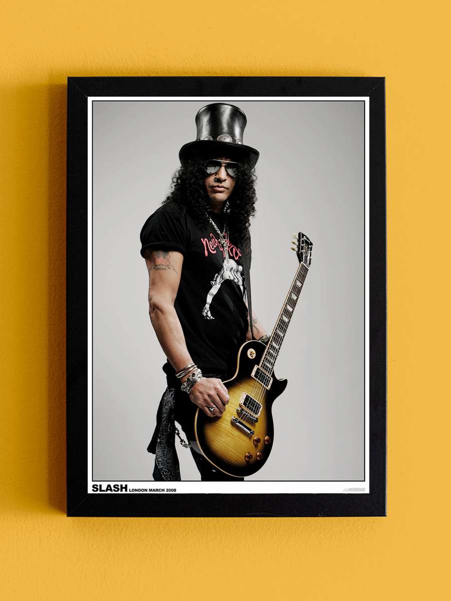 Slash - London 2008 Müzik Poster Tablo Siyah Çerçeveli Yüksek Kalite Müzik Duvar Tablo