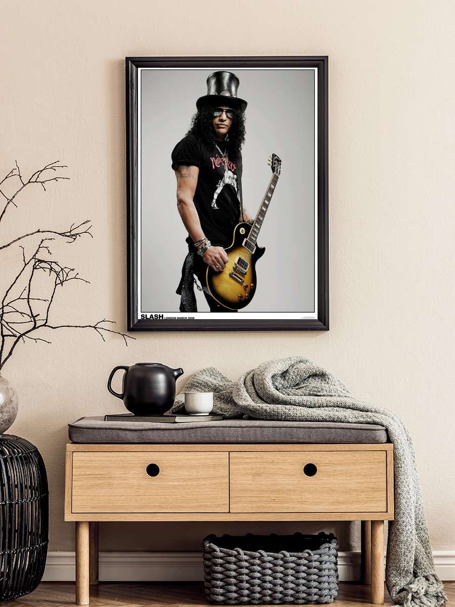 Slash - London 2008 Müzik Poster Tablo Siyah Çerçeveli Yüksek Kalite Müzik Duvar Tablo