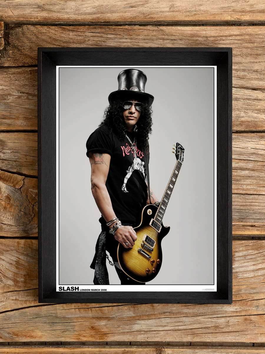 Slash - London 2008 Müzik Poster Tablo Siyah Çerçeveli Yüksek Kalite Müzik Duvar Tablo