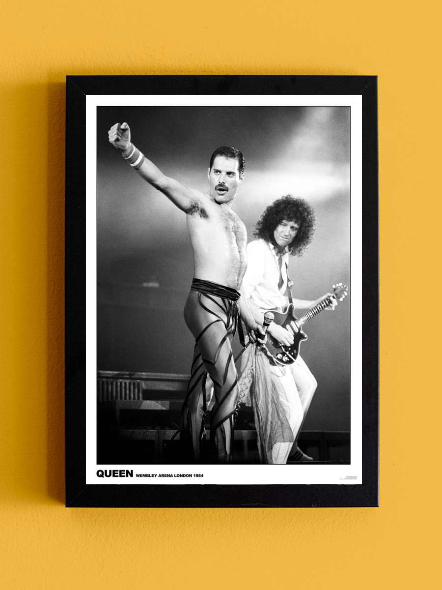 Queen - Wembley 1984 Müzik Poster Tablo Siyah Çerçeveli Yüksek Kalite Müzik Duvar Tablo