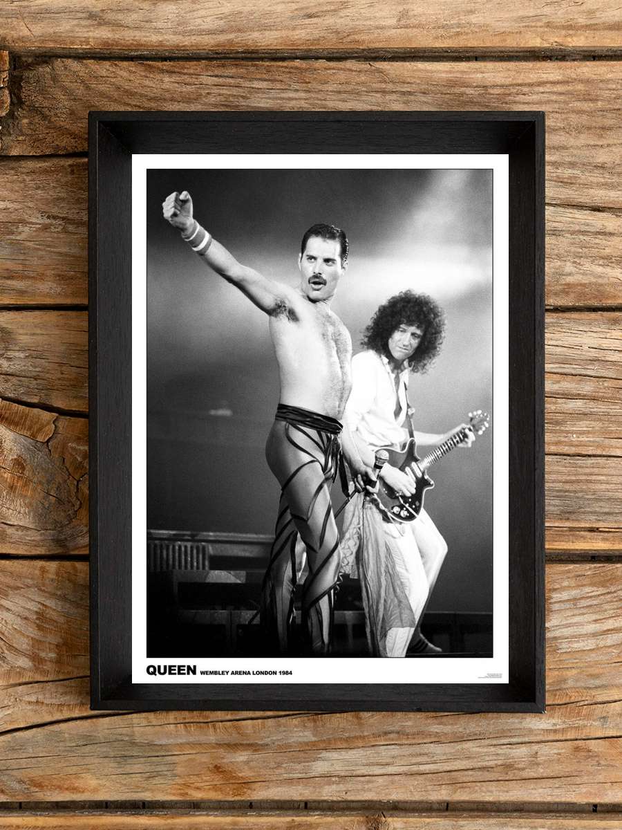 Queen - Wembley 1984 Müzik Poster Tablo Siyah Çerçeveli Yüksek Kalite Müzik Duvar Tablo