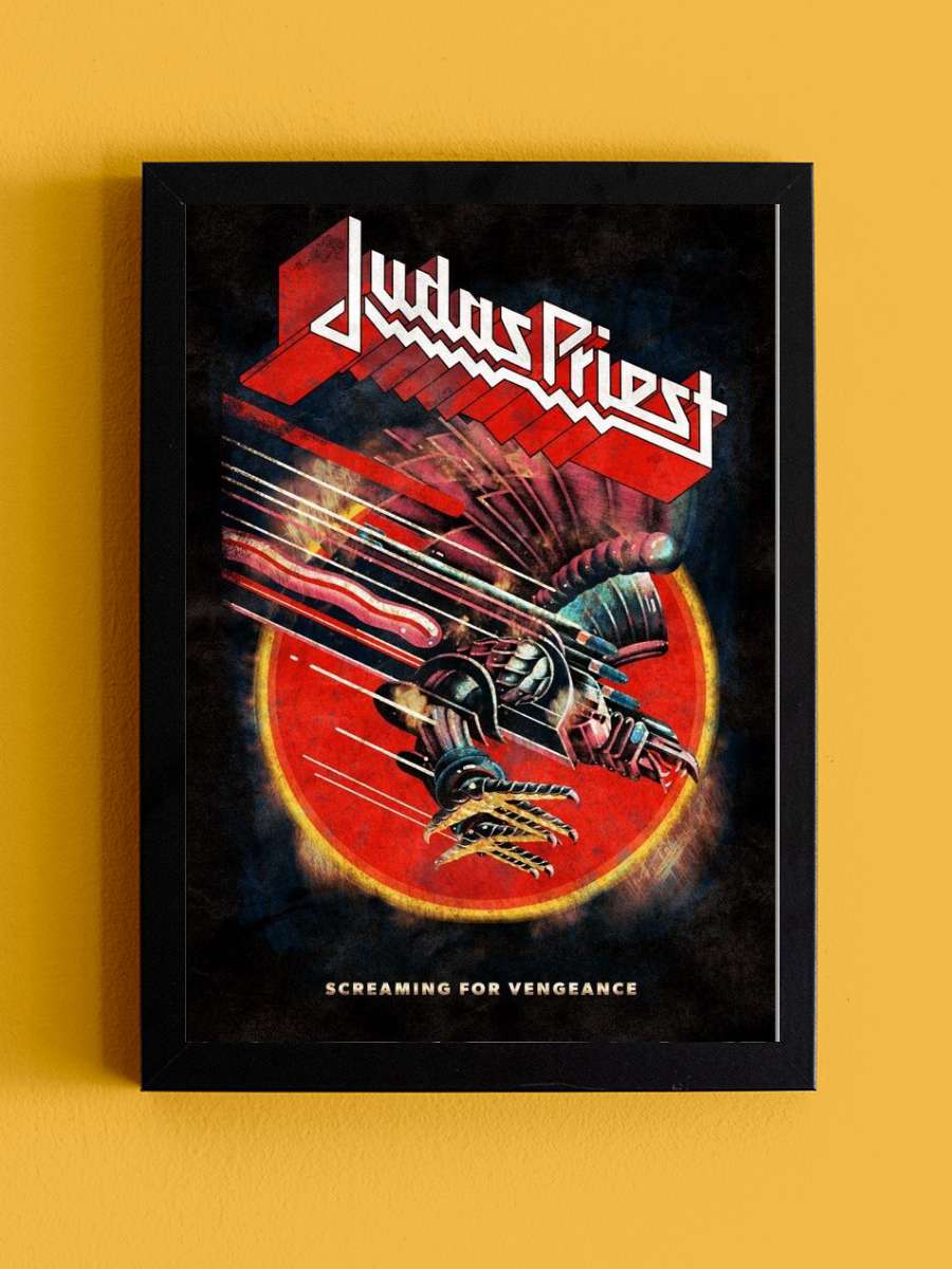 Judas Priest - Screaming For Vengeance Müzik Poster Tablo Siyah Çerçeveli Yüksek Kalite Müzik Duvar Tablo