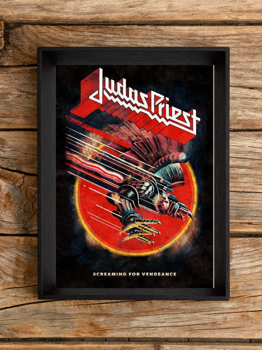 Judas Priest - Screaming For Vengeance Müzik Poster Tablo Siyah Çerçeveli Yüksek Kalite Müzik Duvar Tablo