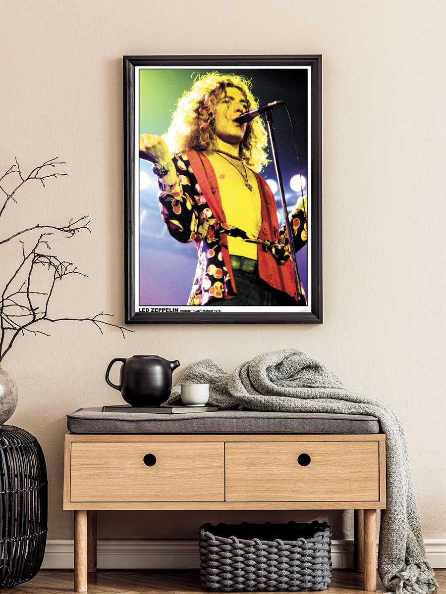 Led Zppelin - Robert Plant Müzik Poster Tablo Siyah Çerçeveli Yüksek Kalite Müzik Duvar Tablo