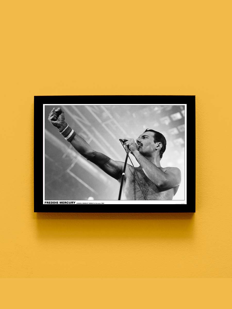 Freddie Mercury - Wembley 1984 Müzik Poster Tablo Siyah Çerçeveli Yüksek Kalite Müzik Duvar Tablo