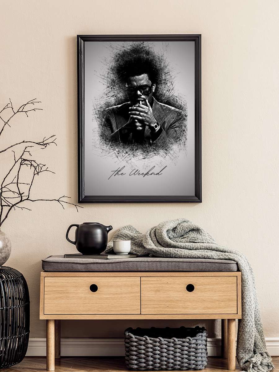 Weeknd Skecth Müzik Poster Tablo Siyah Çerçeveli Yüksek Kalite Müzik Duvar Tablo