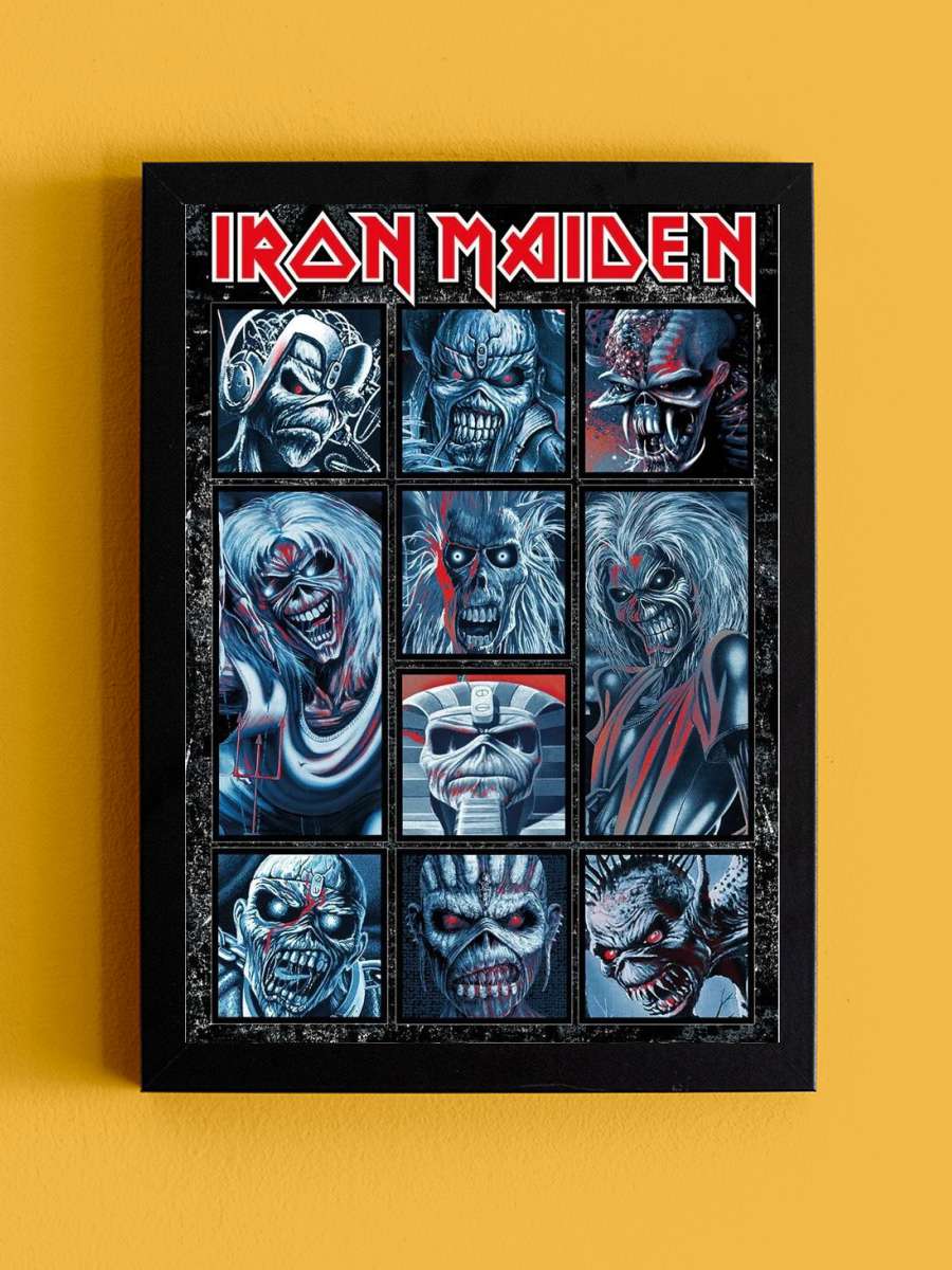 Iron Maiden - Ten Eddies Müzik Poster Tablo Siyah Çerçeveli Yüksek Kalite Müzik Duvar Tablo