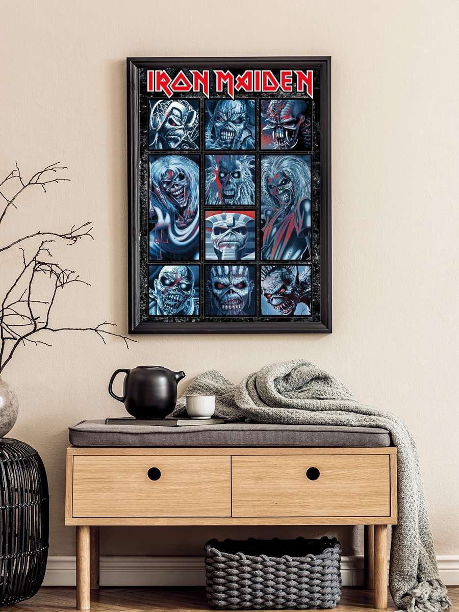 Iron Maiden - Ten Eddies Müzik Poster Tablo Siyah Çerçeveli Yüksek Kalite Müzik Duvar Tablo