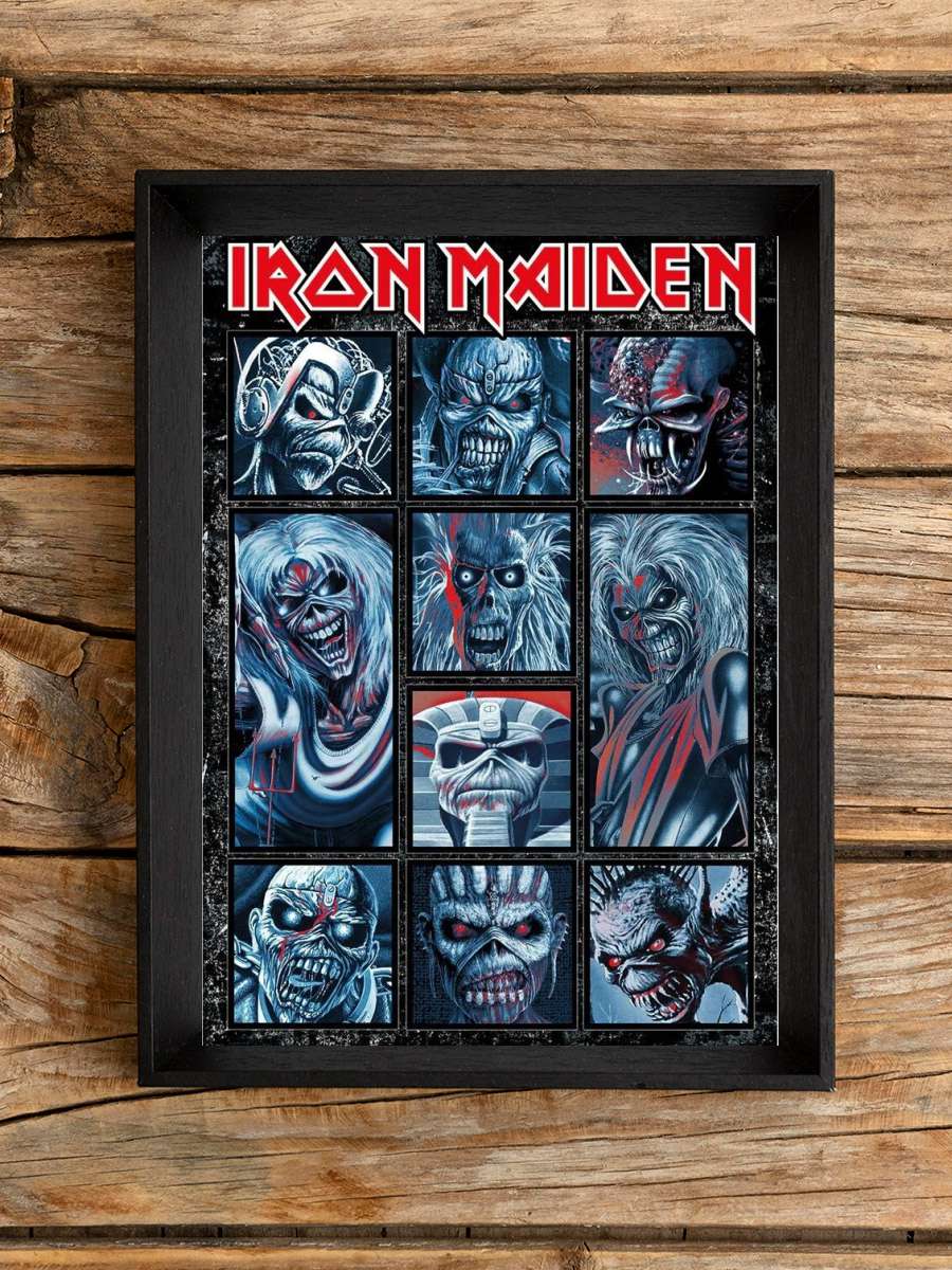 Iron Maiden - Ten Eddies Müzik Poster Tablo Siyah Çerçeveli Yüksek Kalite Müzik Duvar Tablo