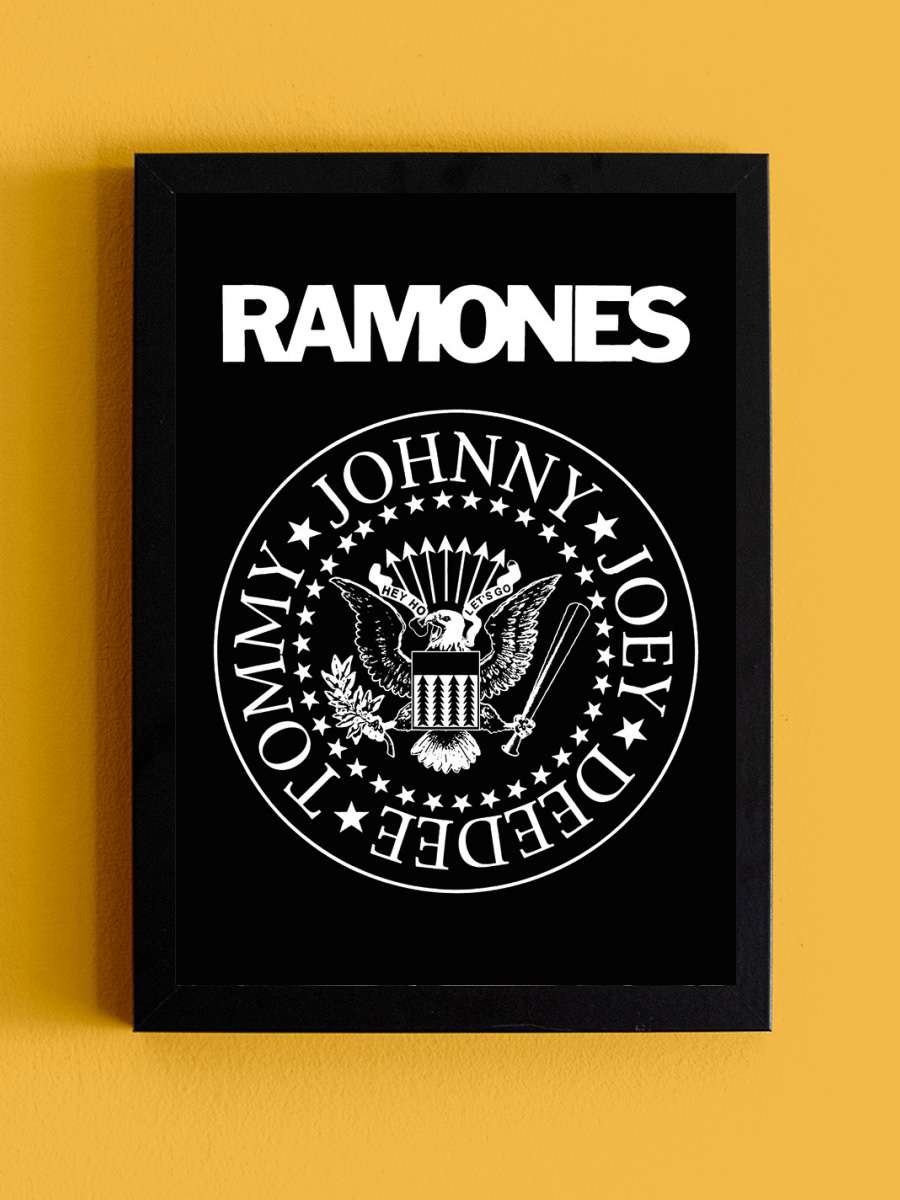 Ramones - Logo Müzik Poster Tablo Siyah Çerçeveli Yüksek Kalite Müzik Duvar Tablo