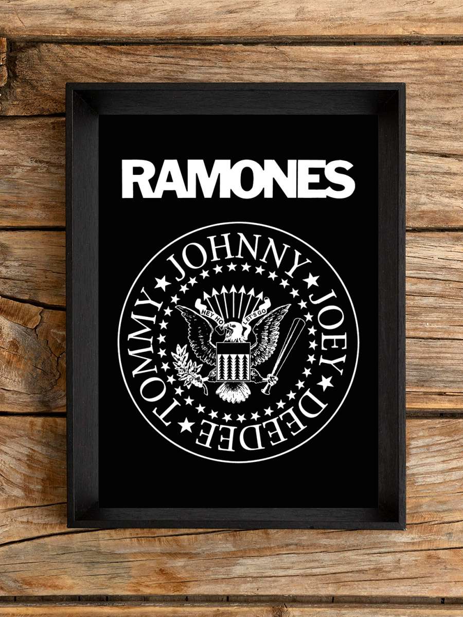 Ramones - Logo Müzik Poster Tablo Siyah Çerçeveli Yüksek Kalite Müzik Duvar Tablo