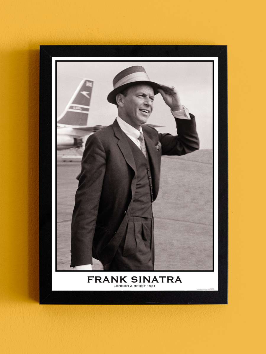 Frank Sinatra - London Airport 1961 Müzik Poster Tablo Siyah Çerçeveli Yüksek Kalite Müzik Duvar Tablo