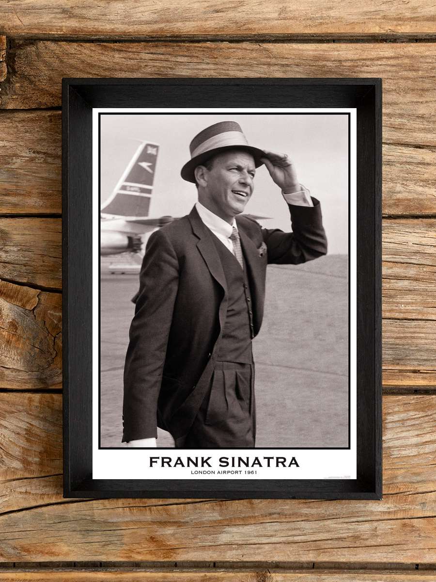 Frank Sinatra - London Airport 1961 Müzik Poster Tablo Siyah Çerçeveli Yüksek Kalite Müzik Duvar Tablo