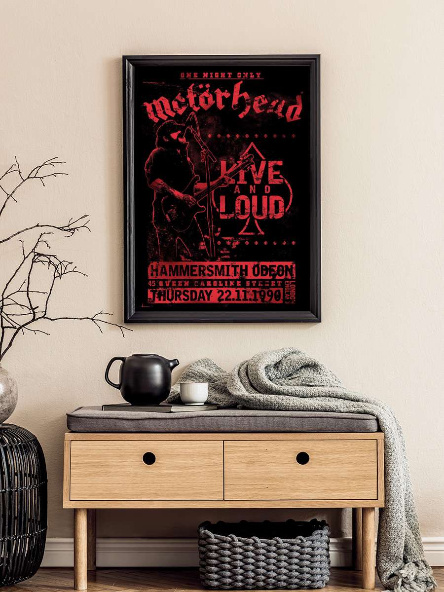 Motorhead - Live and Loud Müzik Poster Tablo Siyah Çerçeveli Yüksek Kalite Müzik Duvar Tablo