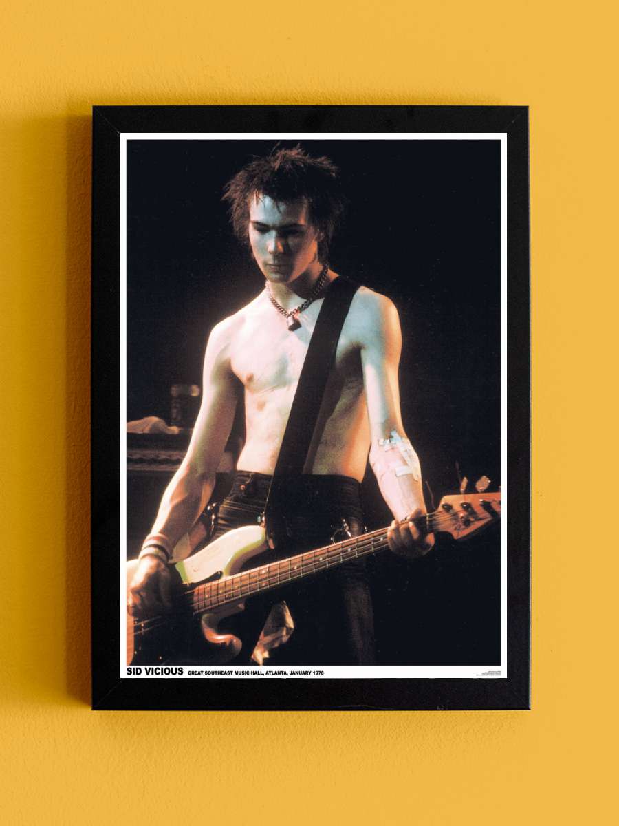 Sid Vicious - Atlanta 1978 Müzik Poster Tablo Siyah Çerçeveli Yüksek Kalite Müzik Duvar Tablo