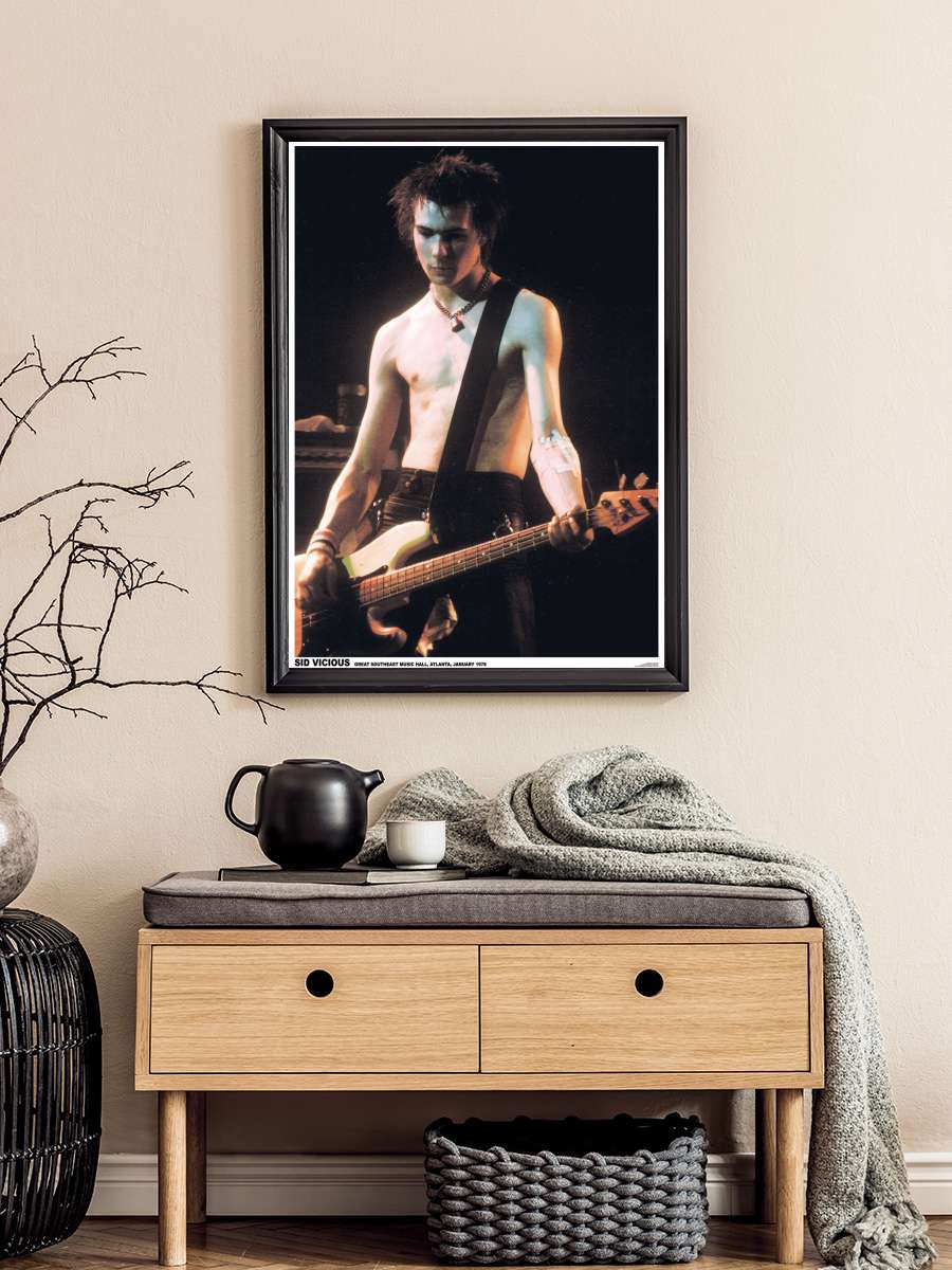 Sid Vicious - Atlanta 1978 Müzik Poster Tablo Siyah Çerçeveli Yüksek Kalite Müzik Duvar Tablo