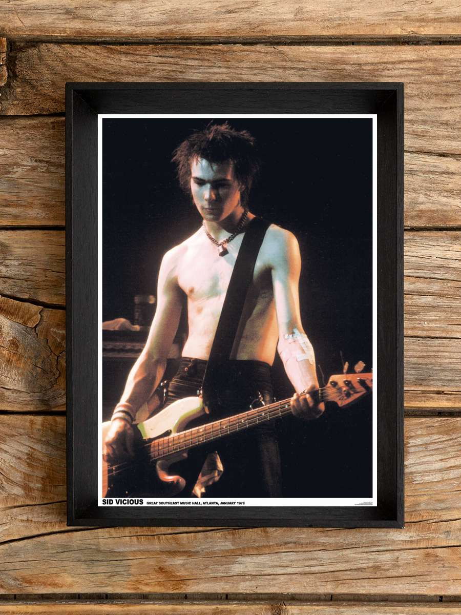 Sid Vicious - Atlanta 1978 Müzik Poster Tablo Siyah Çerçeveli Yüksek Kalite Müzik Duvar Tablo