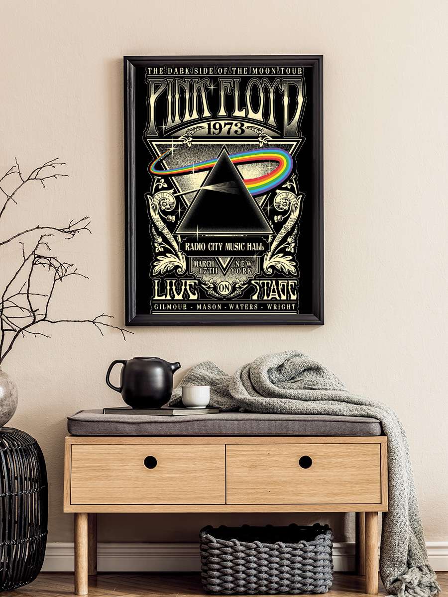 Pink Floyd - 1973 Müzik Poster Tablo Siyah Çerçeveli Yüksek Kalite Müzik Duvar Tablo