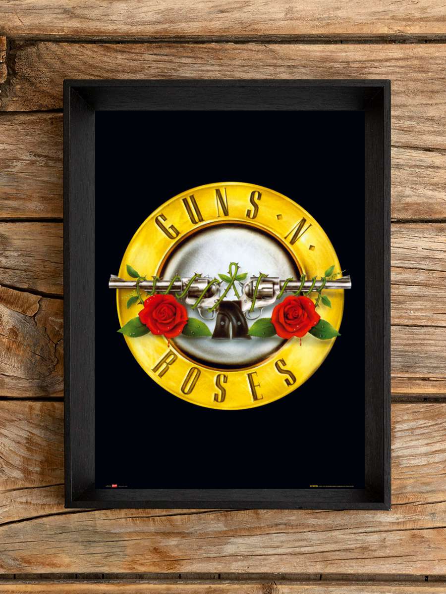 Guns'n'Roses - logo Müzik Poster Tablo Siyah Çerçeveli Yüksek Kalite Müzik Duvar Tablo