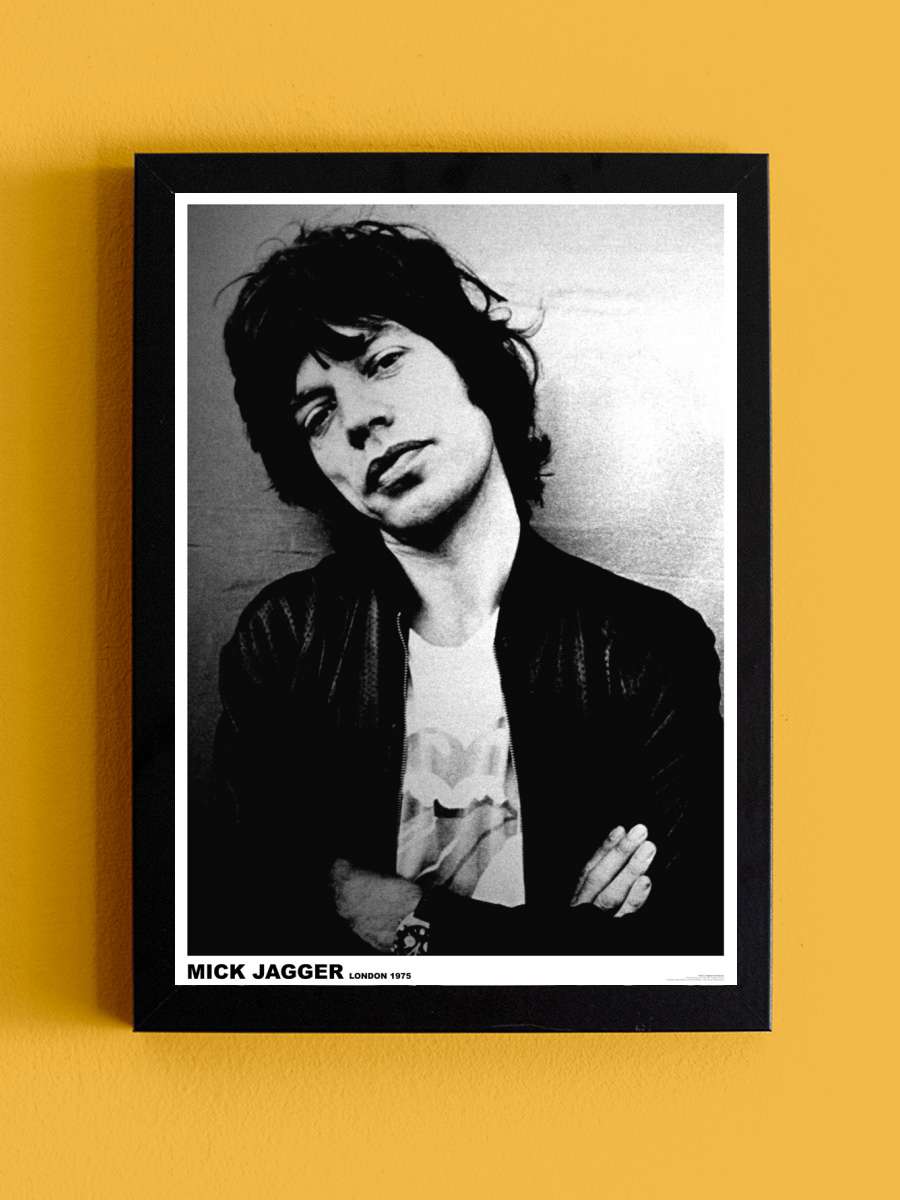 Mick Jagger - London 1975 Müzik Poster Tablo Siyah Çerçeveli Yüksek Kalite Müzik Duvar Tablo