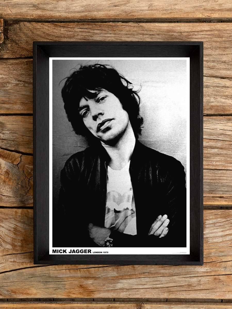 Mick Jagger - London 1975 Müzik Poster Tablo Siyah Çerçeveli Yüksek Kalite Müzik Duvar Tablo