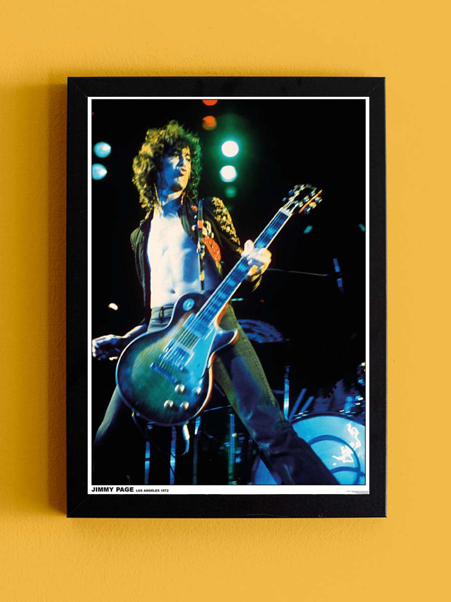 Led Zeppelin / Jimmy Page - Los Angeles Müzik Poster Tablo Siyah Çerçeveli Yüksek Kalite Müzik Duvar Tablo