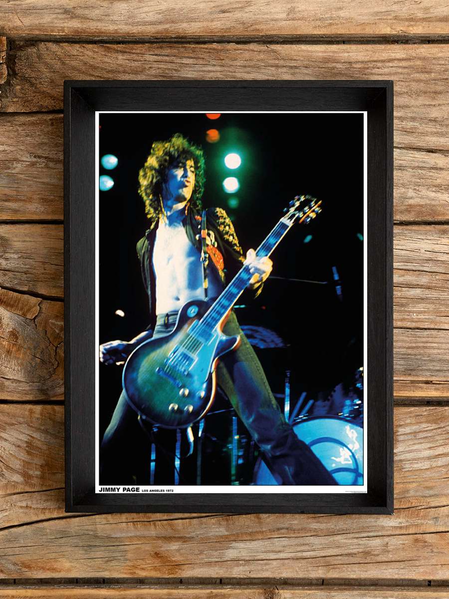 Led Zeppelin / Jimmy Page - Los Angeles Müzik Poster Tablo Siyah Çerçeveli Yüksek Kalite Müzik Duvar Tablo