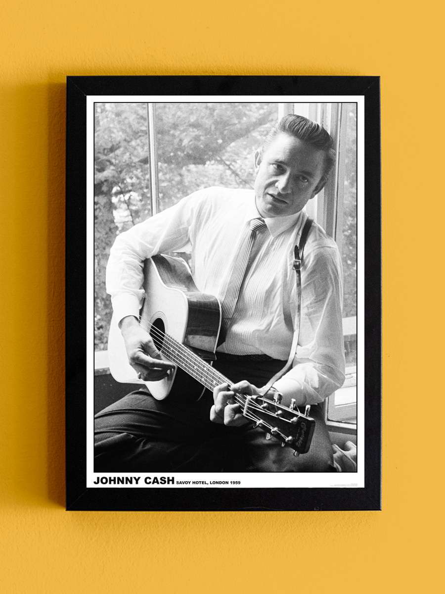 Johnny Cash - #2 Guitar Müzik Poster Tablo Siyah Çerçeveli Yüksek Kalite Müzik Duvar Tablo