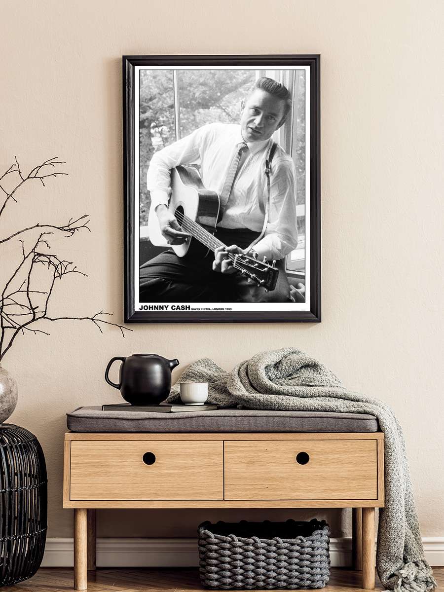 Johnny Cash - #2 Guitar Müzik Poster Tablo Siyah Çerçeveli Yüksek Kalite Müzik Duvar Tablo