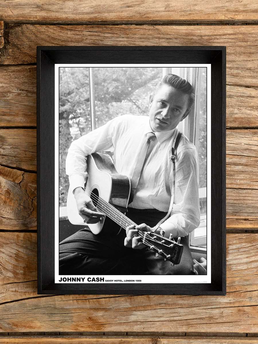 Johnny Cash - #2 Guitar Müzik Poster Tablo Siyah Çerçeveli Yüksek Kalite Müzik Duvar Tablo