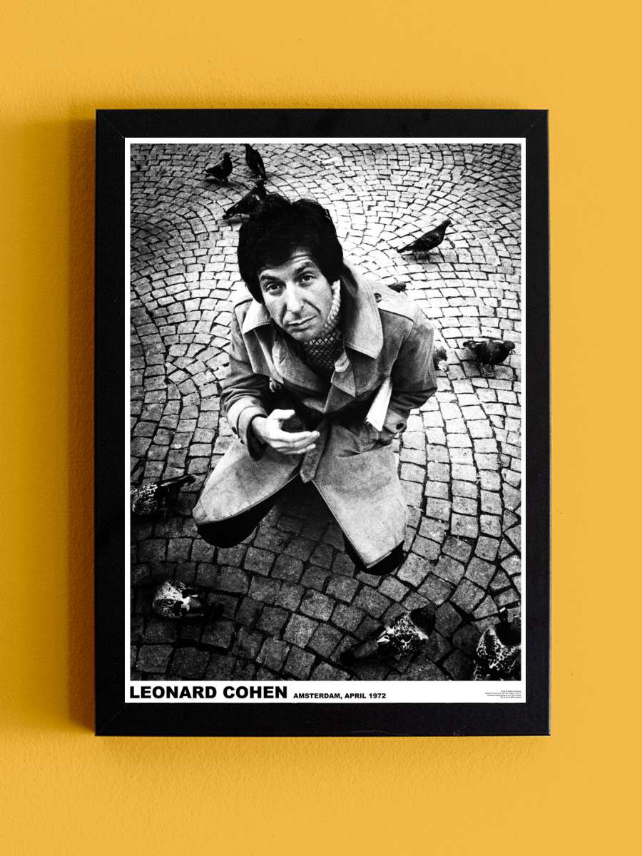 Leonard Cohen - Amsterdam ’72 Müzik Poster Tablo Siyah Çerçeveli Yüksek Kalite Müzik Duvar Tablo