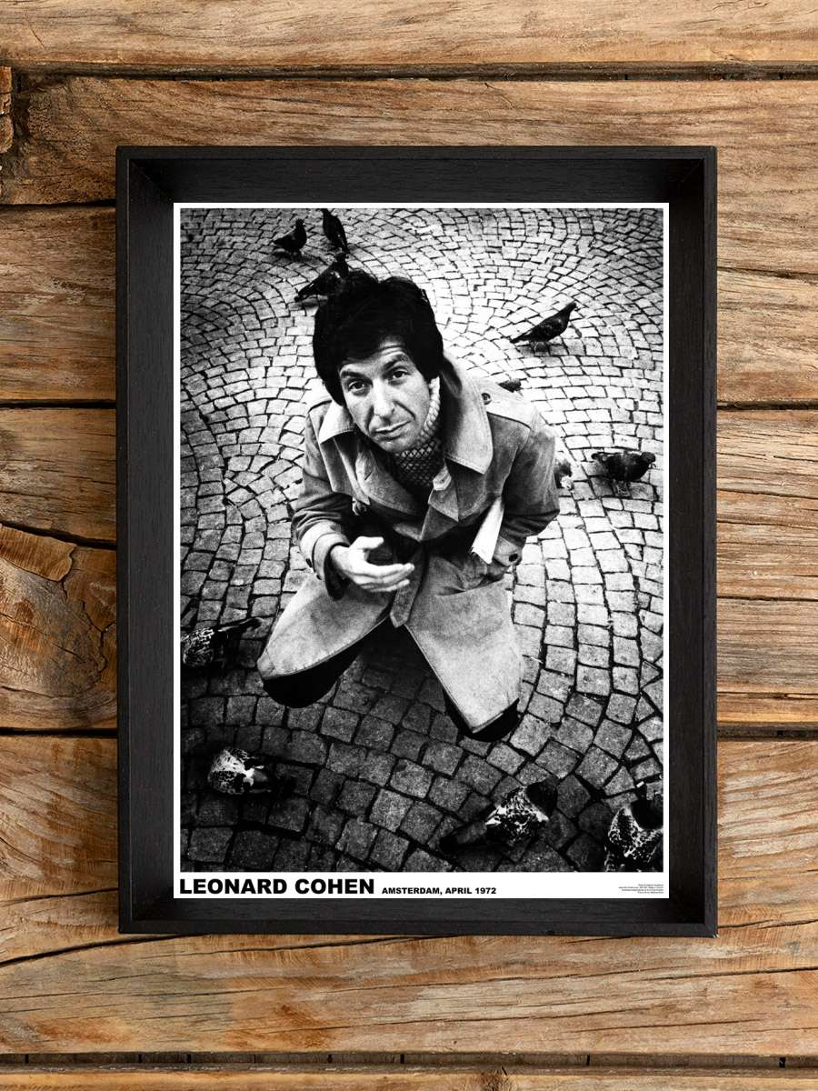 Leonard Cohen - Amsterdam ’72 Müzik Poster Tablo Siyah Çerçeveli Yüksek Kalite Müzik Duvar Tablo