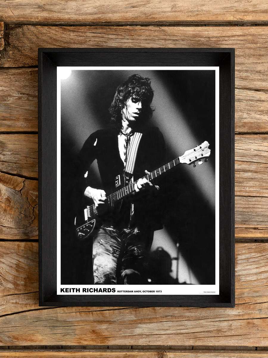 Rolling Stones / Keith Richards - Rotterdam 1973 Müzik Poster Tablo Siyah Çerçeveli Yüksek Kalite Müzik Duvar Tablo