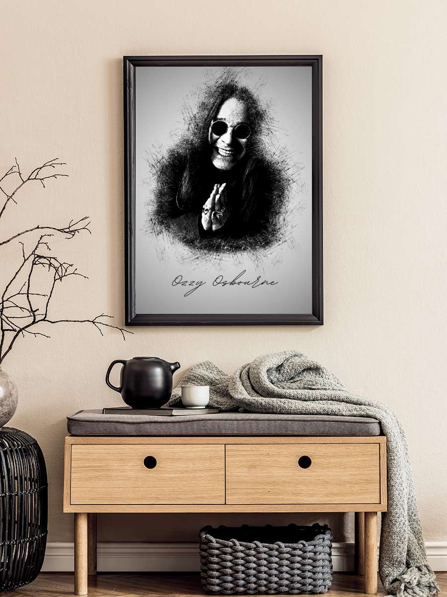 Ozzy O. Sketch Müzik Poster Tablo Siyah Çerçeveli Yüksek Kalite Müzik Duvar Tablo